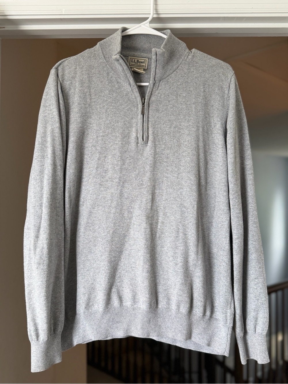 L.L.Bean Cotton Cashmere Quarter-Zip Sweater Gray Men’s Medium Regular